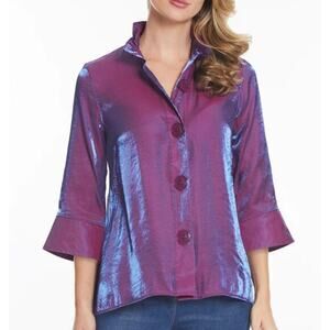 Ali Miles Iridescent button front tunic top XL